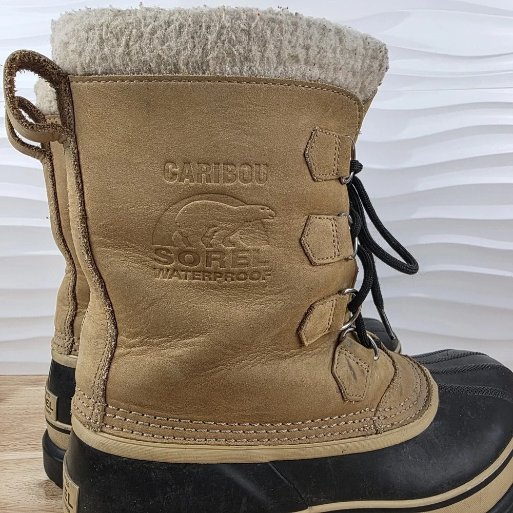 Sorel Caribou Boots Mens Size 10 Buff Tan Waterproof Insulated Winter NM1000-281